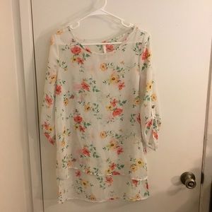 Floral Transparent Blouse with 3/4 Sleaves By CL22